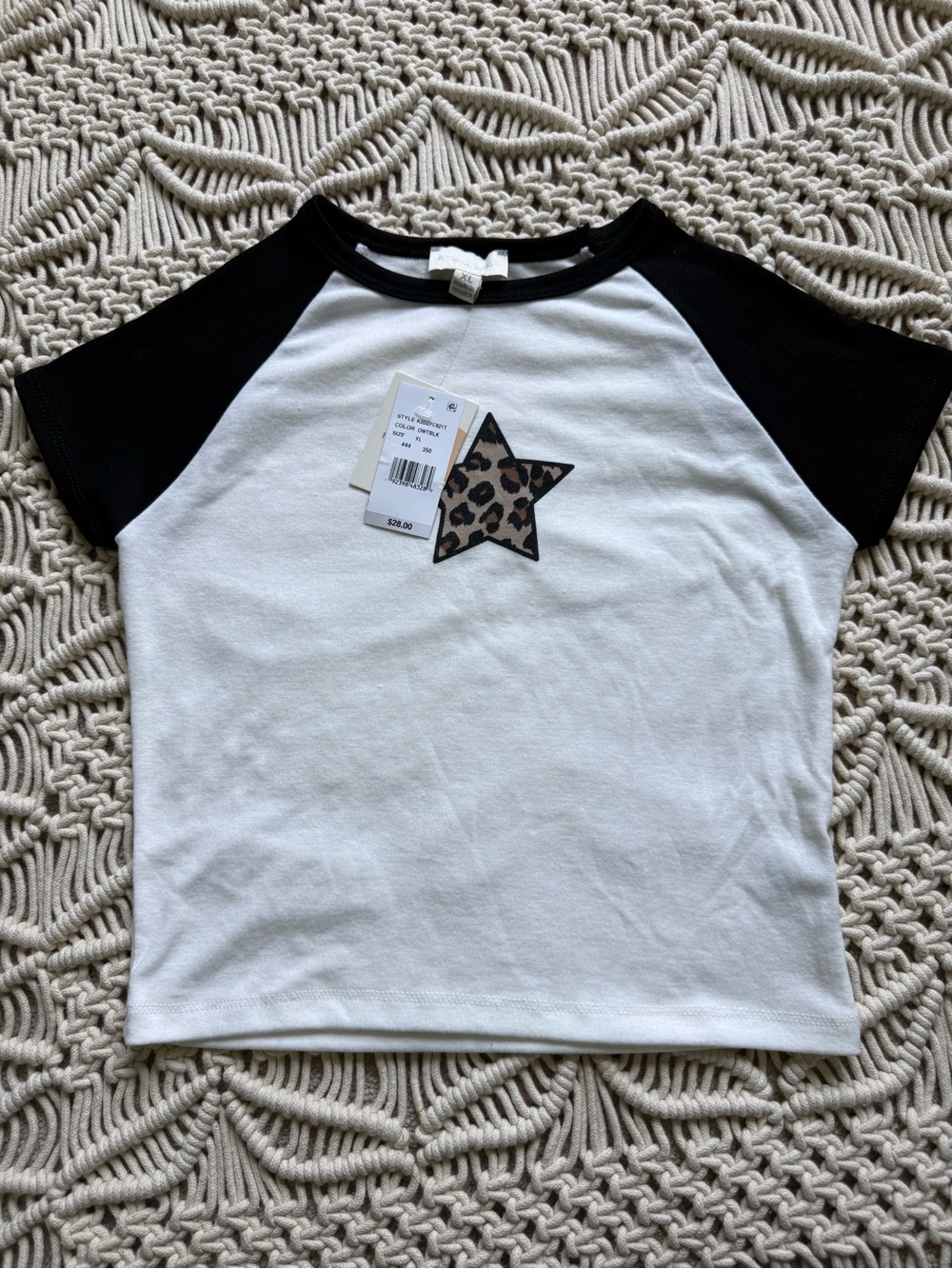 Honey & Sparkle Big Girls XL Raglan-Sleeve Color Block Leopard-Print Star